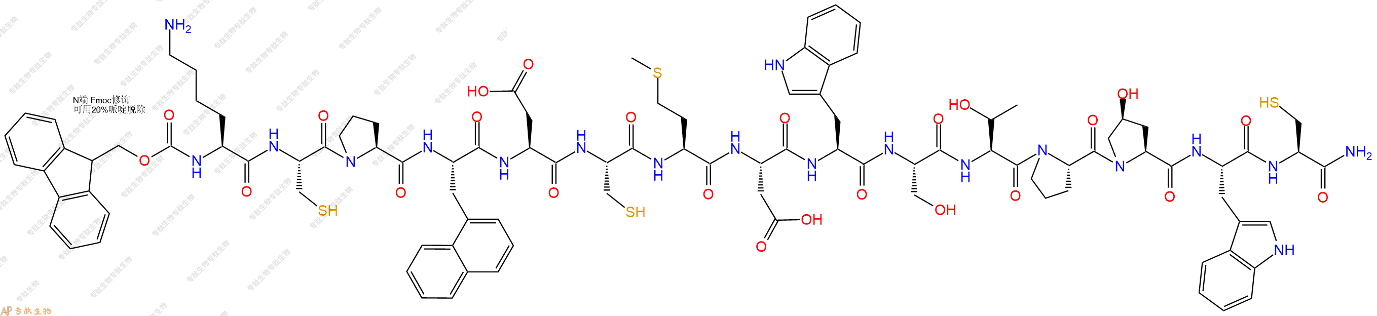 专肽生物产品Fmoc-Lys-Cys-Pro-1Nal-Asp-Cys-Met-Asp-Trp-Ser-Thr-Pro-Hyp-Trp-Cys-NH2