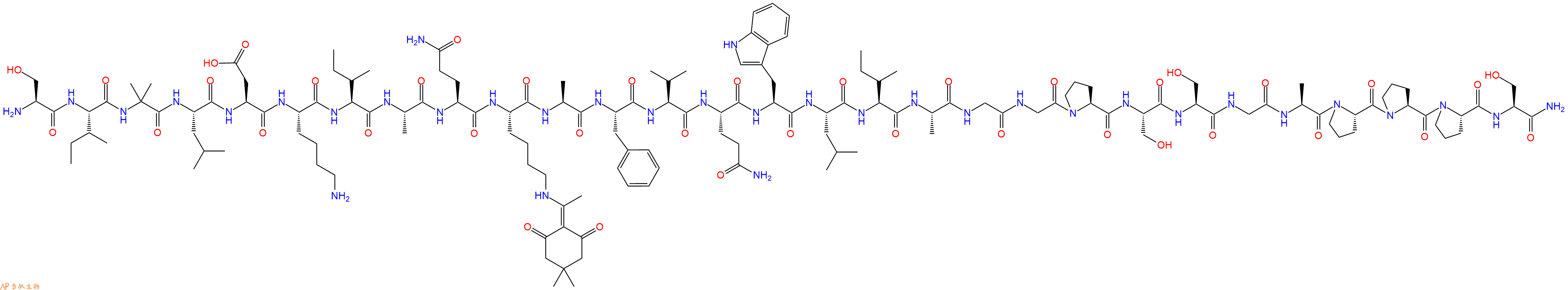 专肽生物产品H2N-Ser-Ile-Aib-Leu-Asp-Lys-Ile-Ala-Gln-Lys(Dde)-Ala-Phe-Val-Gln-Trp-Leu-Ile-Ala-Gly-Gly-Pro-Ser-Ser-Gly-Ala-Pro-Pro-Pro-Ser-NH2