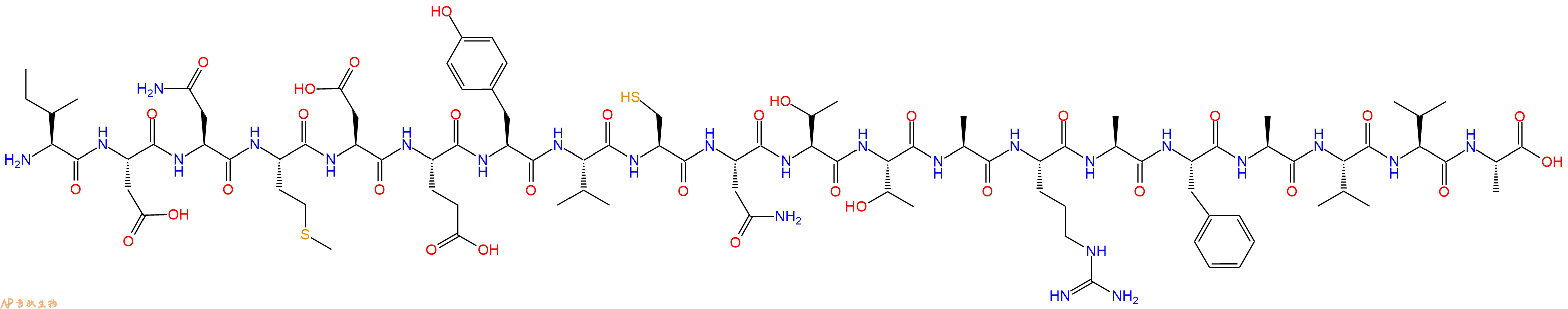 专肽生物产品H2N-Ile-Asp-Asn-Met-Asp-Glu-Tyr-Val-Cys-Asn-Thr-Thr-Ala-Arg-Ala-Phe-Ala-Val-Val-Ala-OH