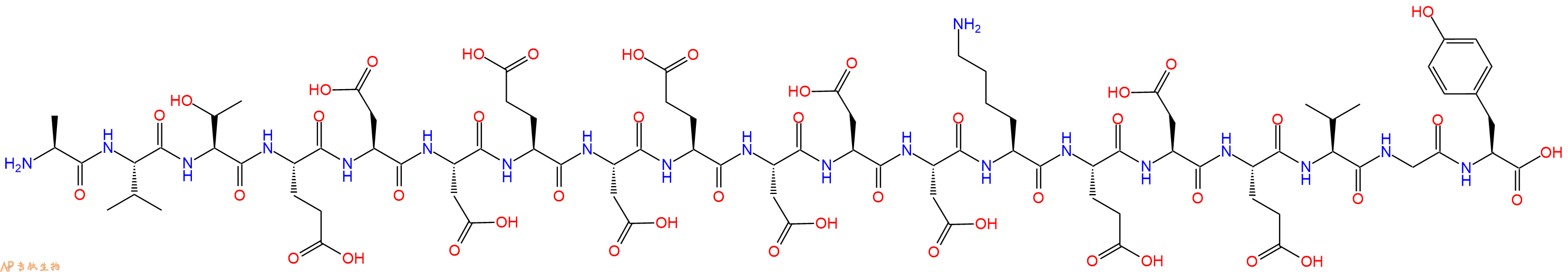 专肽生物产品H2N-Ala-Val-Thr-Glu-Asp-Asp-Glu-Asp-Glu-Asp-Asp-Asp-Lys-Glu-Asp-Glu-Val-Gly-Tyr-OH