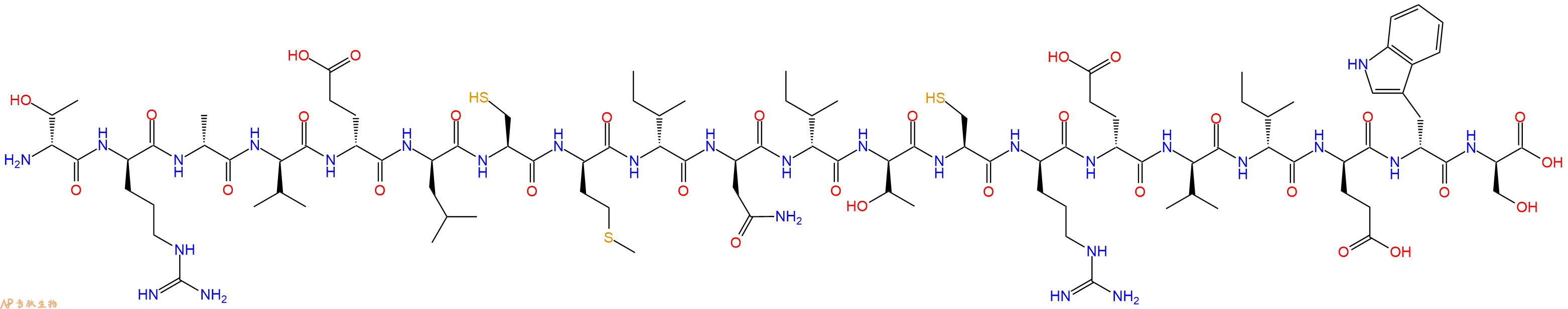 专肽生物产品H2N-DThr-DArg-DAla-DVal-DGlu-DLeu-Cys-DMet-DIle-DAsn-DIle-DThr-Cys-DArg-DGlu-DVal-DIle-DGlu-DTrp-DSer-OH