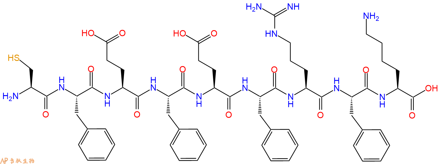 专肽生物产品H2N-Cys-Phe-Glu-Phe-Glu-Phe-Arg-Phe-Lys-OH