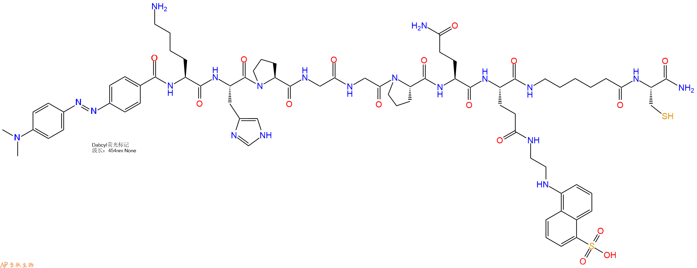 专肽生物产品DABCYL-Lys-His-Pro-Gly-Gly-Pro-Gln-Glu(Edans)-Ahx-Cys-NH2