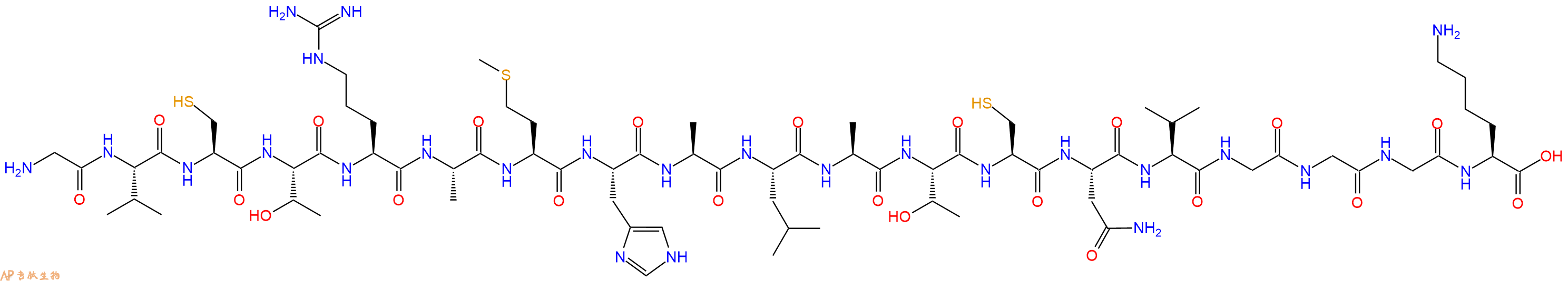 专肽生物产品H2N-Gly-Val-Cys-Thr-Arg-Ala-Met-His-Ala-Leu-Ala-Thr-Cys-Asn-Val-Gly-Gly-Gly-Lys-OH