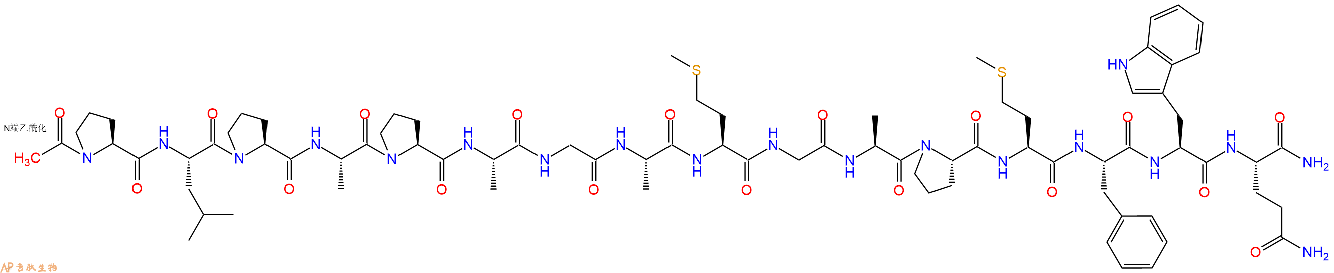 专肽生物产品Ac-Pro-Leu-Pro-Ala-Pro-Ala-Gly-Ala-Met-Gly-Ala-Pro-Met-Phe-Trp-Gln-NH2