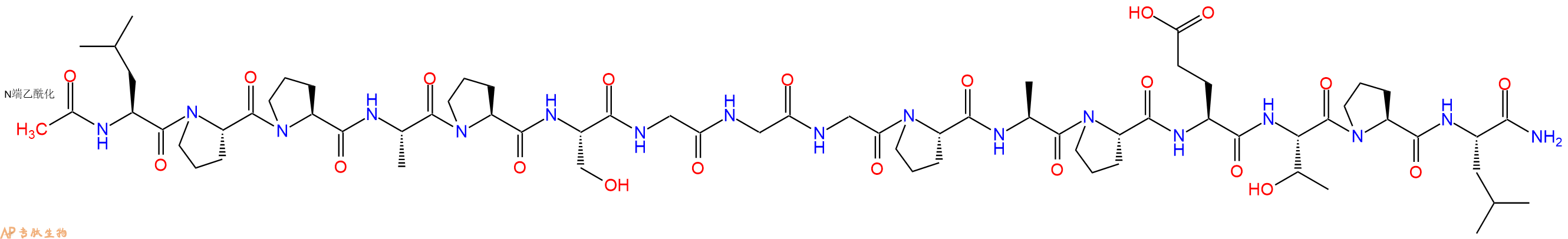 专肽生物产品Ac-Leu-Pro-Pro-Ala-Pro-Ser-Gly-Gly-Gly-Pro-Ala-Pro-Glu-Thr-Pro-Leu-NH2