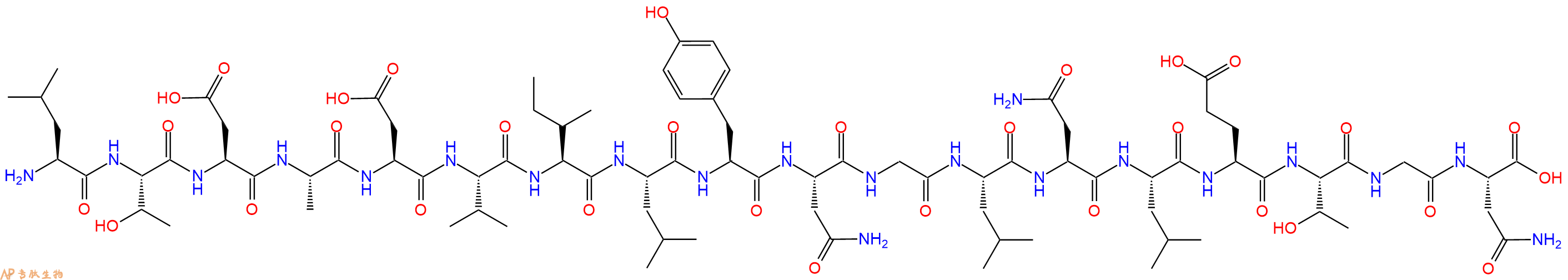 专肽生物产品H2N-Leu-Thr-Asp-Ala-Asp-Val-Ile-Leu-Tyr-Asn-Gly-Leu-Asn-Leu-Glu-Thr-Gly-Asn-OH