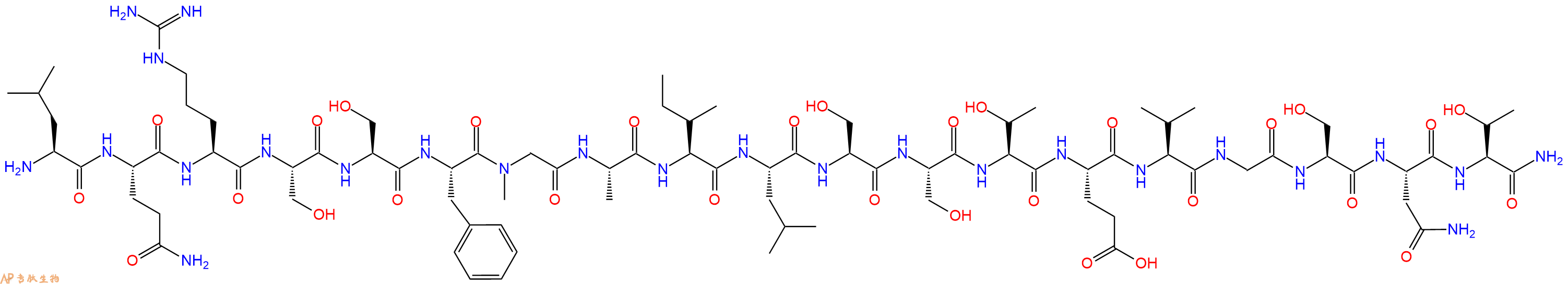 专肽生物产品H2N-Leu-Gln-Arg-Ser-Ser-Phe-Sar-Ala-Ile-Leu-Ser-Ser-Thr-Glu-Val-Gly-Ser-Asn-Thr-CONH2