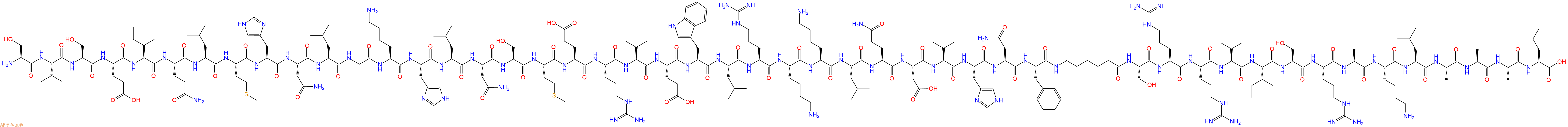 专肽生物产品H2N-Ser-Val-Ser-Glu-Ile-Gln-Leu-Met-His-Asn-Leu-Gly-Lys-His-Leu-Asn-Ser-Met-Glu-Arg-Val-Glu-Trp-Leu-Arg-Lys-Lys-Leu-Gln-Asp-Val-His-Asn-Phe-Ahx-Ser-Arg-Arg-Val-Ile-Ser-Arg-Ala-Lys-Leu-Ala-Ala-Ala-Leu-OH