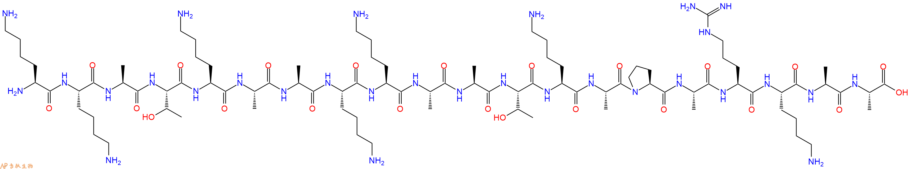 专肽生物产品H2N-Lys-Lys-Ala-Thr-Lys-Ala-Ala-Lys-Lys-Ala-Ala-Thr-Lys-Ala-Pro-Ala-Arg-Lys-Ala-Ala-OH