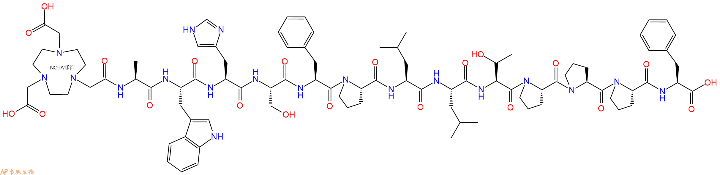 专肽生物产品NOTA-Ala-Trp-His-Ser-Phe-Pro-Leu-Leu-Thr-Pro-Pro-Pro-Phe-OH