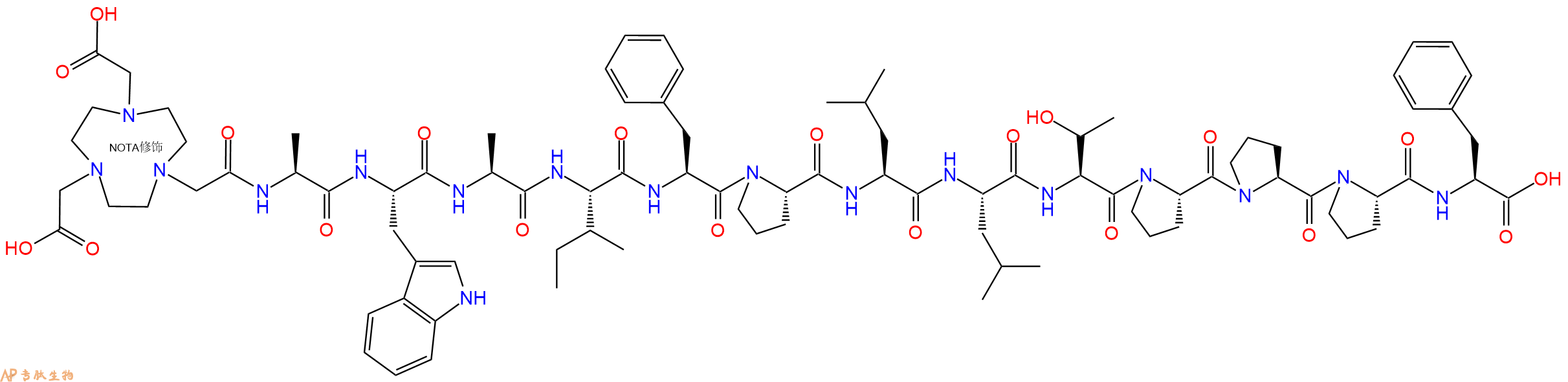 专肽生物产品NOTA-Ala-Trp-Ala-Ile-Phe-Pro-Leu-Leu-Thr-Pro-Pro-Pro-Phe-OH