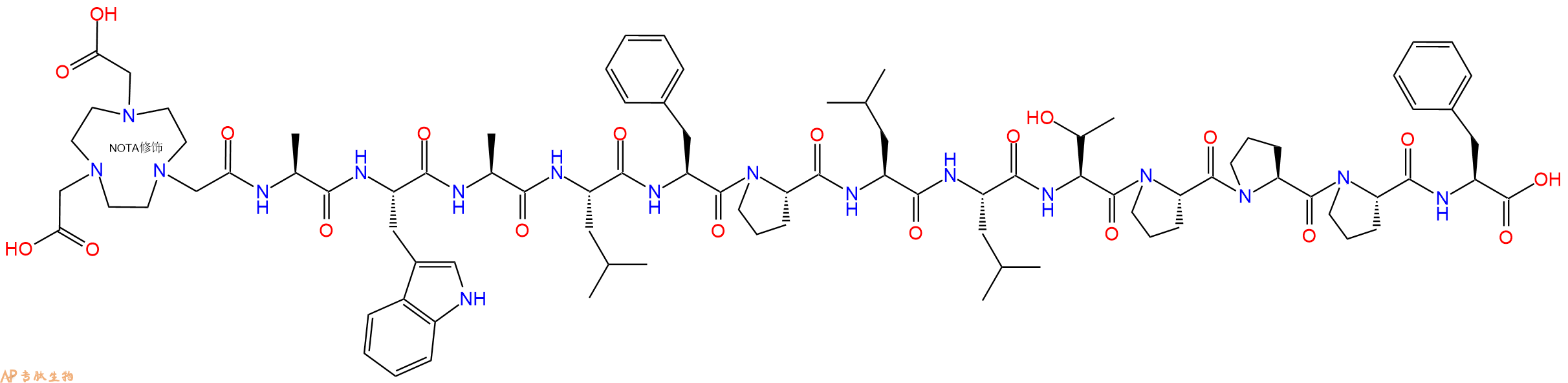 专肽生物产品NOTA-Ala-Trp-Ala-Leu-Phe-Pro-Leu-Leu-Thr-Pro-Pro-Pro-Phe-OH