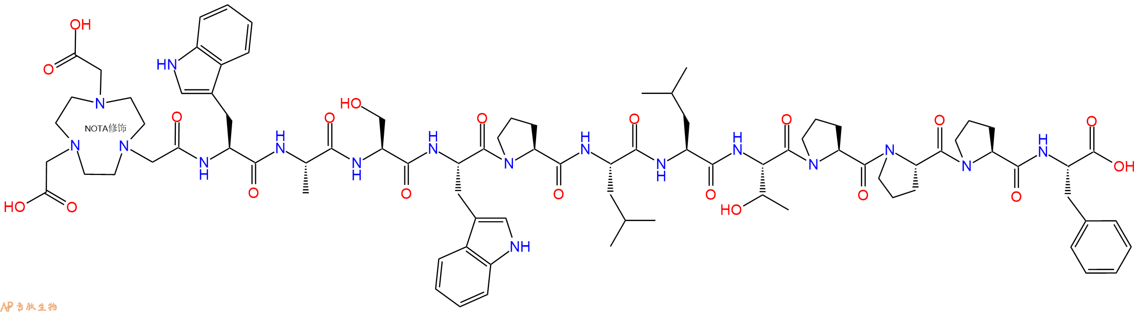 专肽生物产品NOTA-Trp-Ala-Ser-Trp-Pro-Leu-Leu-Thr-Pro-Pro-Pro-Phe-OH