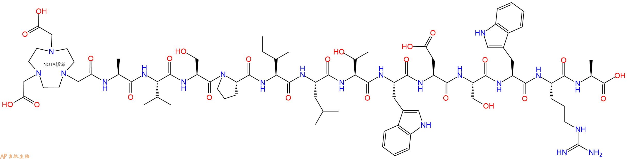 专肽生物产品NOTA-Ala-Val-Ser-Pro-Ile-Leu-Thr-Trp-Asp-Ser-Trp-Arg-Ala-OH