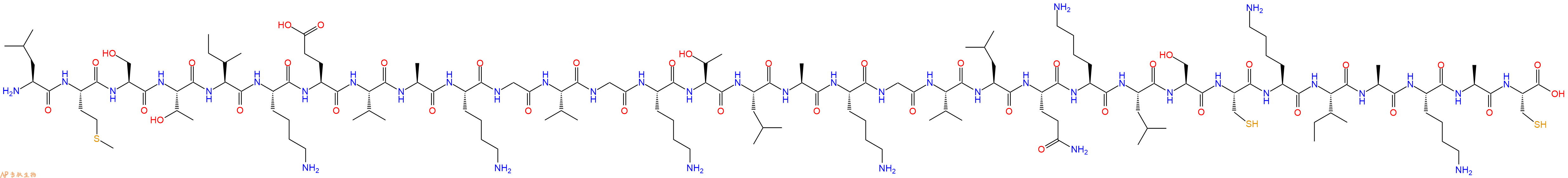 专肽生物产品H2N-Leu-Met-Ser-Thr-Ile-Lys-Glu-Val-Ala-Lys-Gly-Val-Gly-Lys-Thr-Leu-Ala-Lys-Gly-Val-Leu-Gln-Lys-Leu-Ser-Cys-Lys-Ile-Ala-Lys-Ala-Cys-OH
