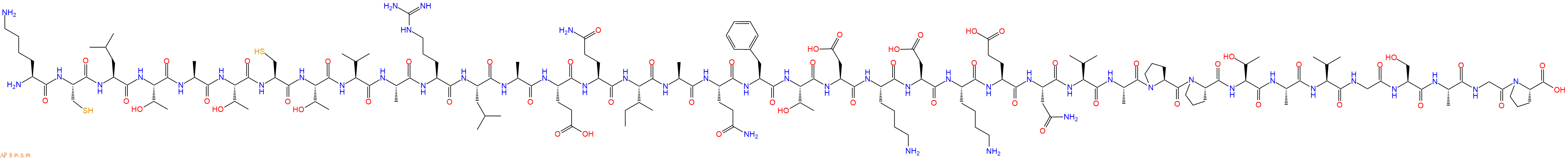 专肽生物产品H2N-Lys-Cys-Leu-Thr-Ala-Thr-Cys-Thr-Val-Ala-Arg-Leu-Ala-Glu-Gln-Ile-Ala-Gln-Phe-Thr-Asp-Lys-Asp-Lys-Glu-Asn-Val-Ala-Pro-Pro-Thr-Ala-Val-Gly-Ser-Ala-Gly-Pro-OH