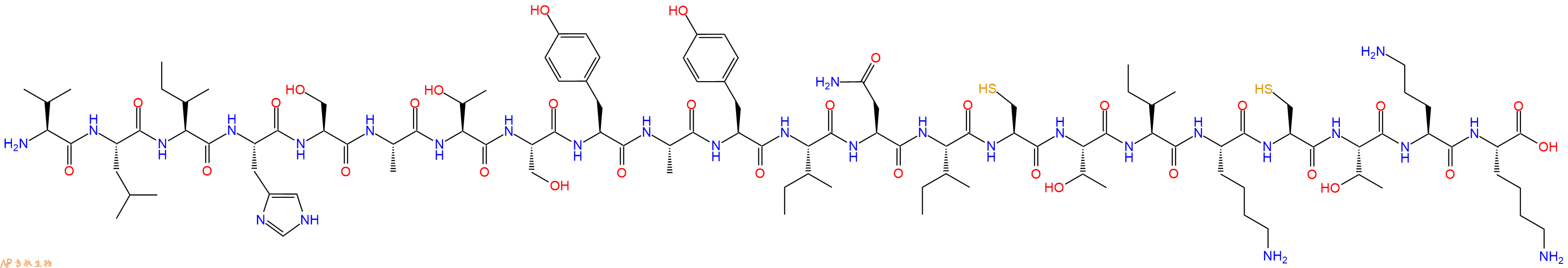 专肽生物产品H2N-Val-Leu-Ile-His-Ser-Ala-Thr-Ser-Tyr-Ala-Tyr-Ile-Asn-Ile-Cys-Thr-Ile-Lys-Cys-Thr-Orn-Lys-OH