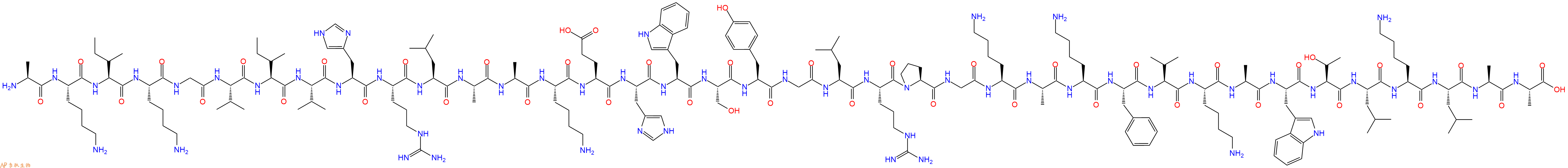 专肽生物产品H2N-Ala-Lys-Ile-Lys-Gly-Val-Ile-Val-His-Arg-Leu-Ala-Ala-Lys-Glu-His-Trp-Ser-Tyr-Gly-Leu-Arg-Pro-Gly-Lys-Ala-Lys-Phe-Val-Lys-Ala-Trp-Thr-Leu-Lys-Leu-Ala-Ala-OH