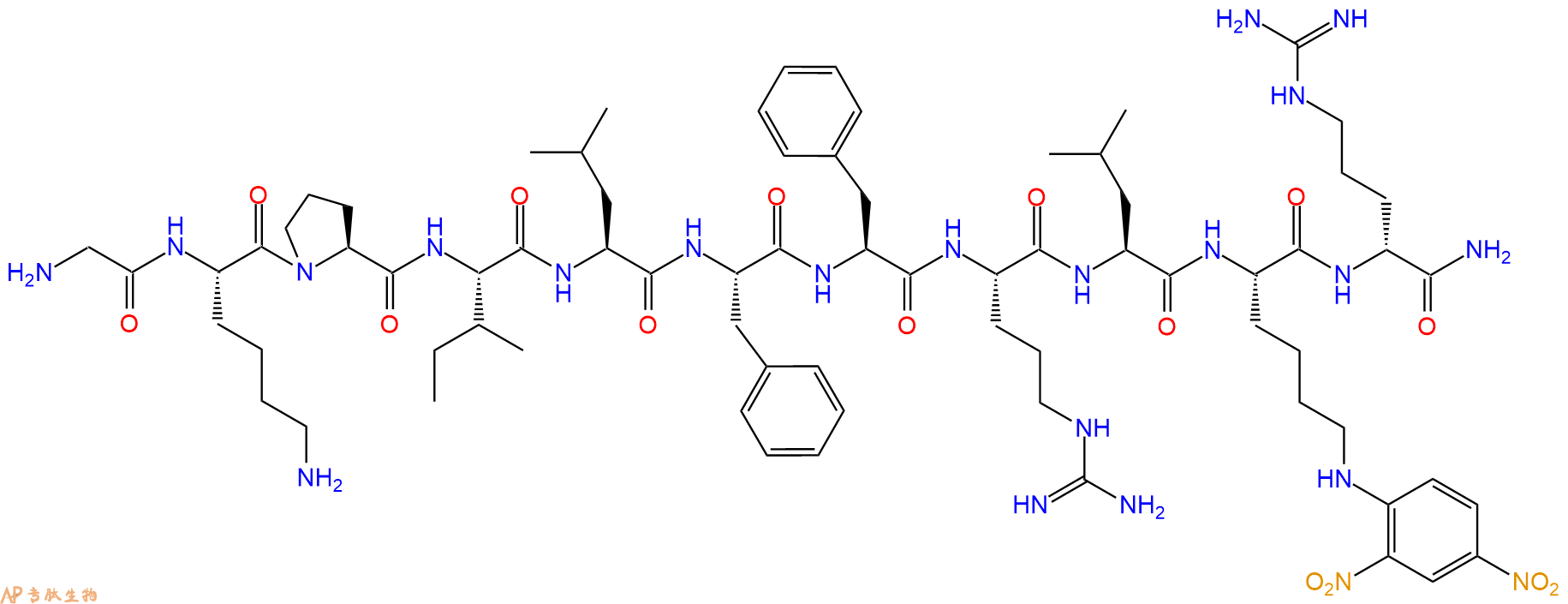 专肽生物产品H2N-Gly-Lys-Pro-Ile-Leu-Phe-Phe-Arg-Leu-Lys(Dnp)-DArg-CONH2