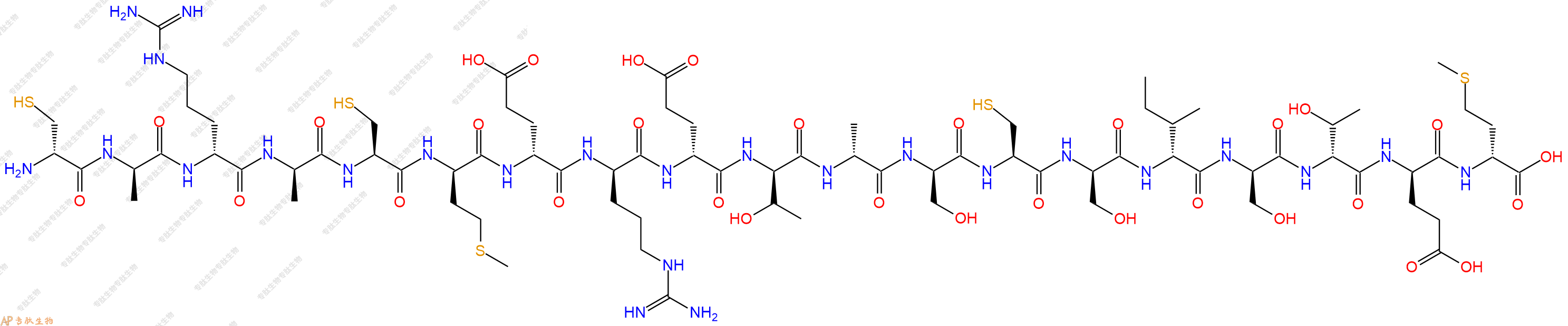 专肽生物产品H2N-DCys-DAla-DArg-DAla-Cys-DMet-DGlu-DArg-DGlu-DThr-DAla-DSer-Cys-DSer-DIle-DSer-DThr-DGlu-DMet-OH