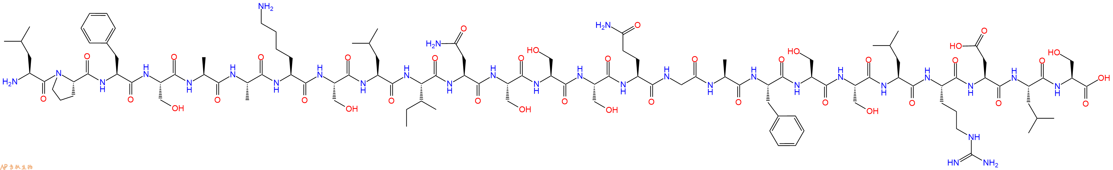 专肽生物产品H2N-Leu-Pro-Phe-Ser-Ala-Ala-Lys-Ser-Leu-Ile-Asn-Ser-Ser-Ser-Gln-Gly-Ala-Phe-Ser-Ser-Leu-Arg-Asp-Leu-Ser-OH