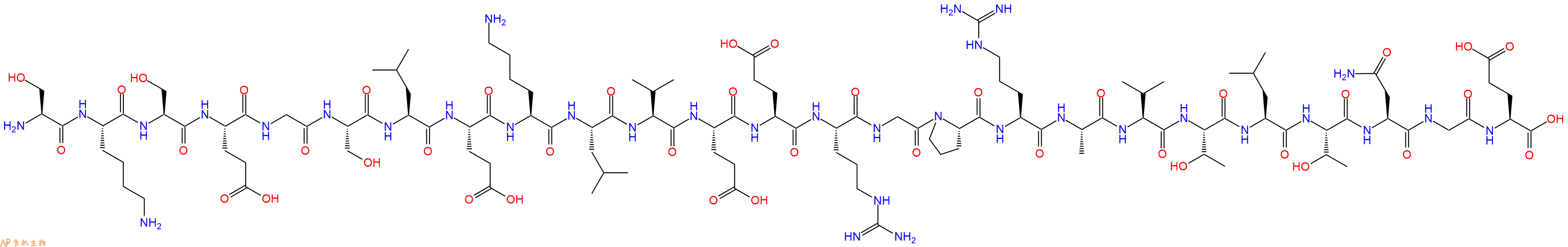专肽生物产品H2N-Ser-Lys-Ser-Glu-Gly-Ser-Leu-Glu-Lys-Leu-Val-Glu-Glu-Arg-Gly-Pro-Arg-Ala-Val-Thr-Leu-Thr-Asn-Gly-Glu-OH