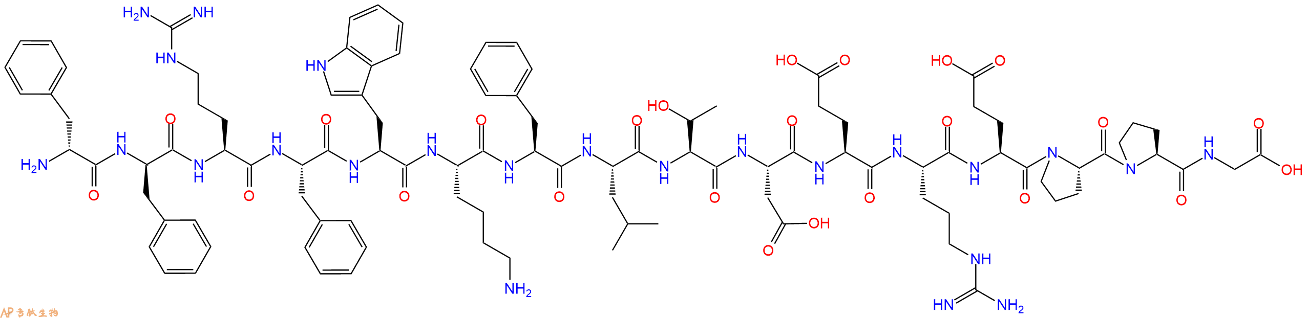 专肽生物产品H2N-DPhe-DPhe-Arg-Phe-Trp-Lys-Phe-Leu-Thr-Asp-Glu-Arg-Glu-Pro-Pro-Gly-OH