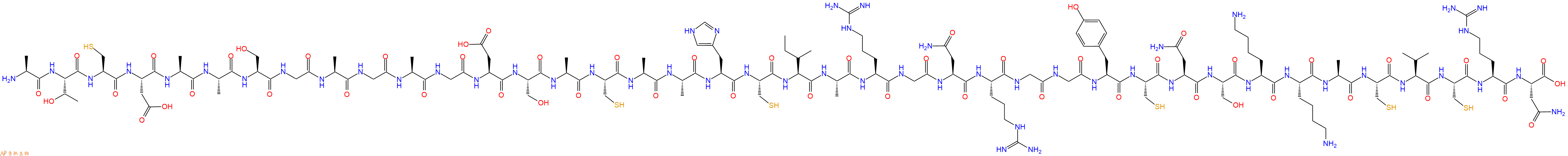 专肽生物产品H2N-Ala-Thr-Cys-Asp-Ala-Ala-Ser-Gly-Ala-Gly-Ala-Gly-Asp-Ser-Ala-Cys-Ala-Ala-His-Cys-Ile-Ala-Arg-Gly-Asn-Arg-Gly-Gly-Tyr-Cys-Asn-Ser-Lys-Lys-Ala-Cys-Val-Cys-Arg-Asn-OH