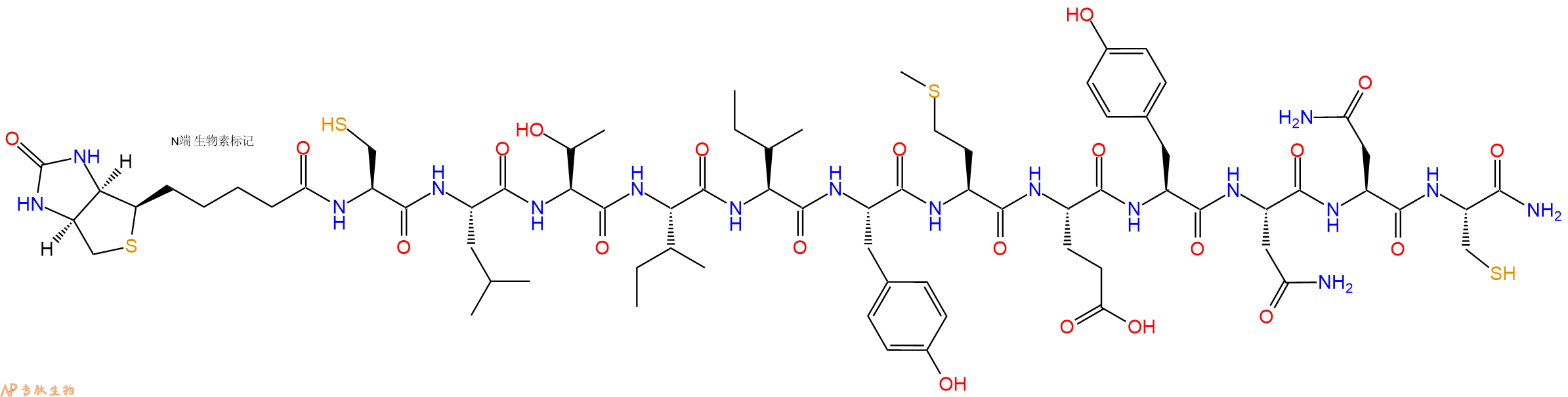 专肽生物产品Biotinyl-Cys-Leu-Thr-Ile-Ile-Tyr-Met-Glu-Tyr-Asn-Asn-Cys-CONH2