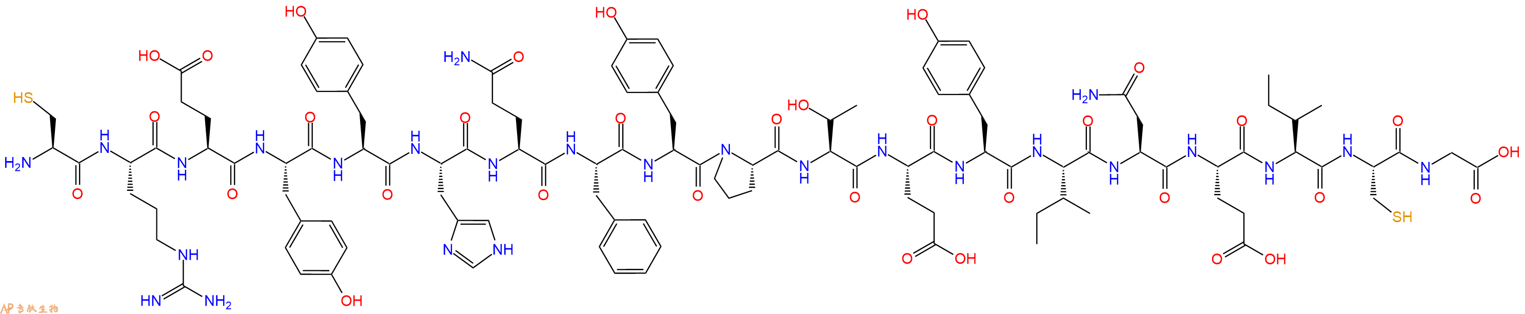 专肽生物产品H2N-Cys-Arg-Glu-Tyr-Tyr-His-Gln-Phe-Tyr-Pro-Thr-Glu-Tyr-Ile-Asn-Glu-Ile-Cys-Gly-OH