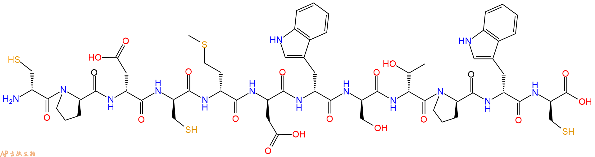 专肽生物产品H2N-DCys-DPro-DAsp-DCys-DMet-DAsp-DTrp-DSer-DThr-DPro-DTrp-DCys-OH