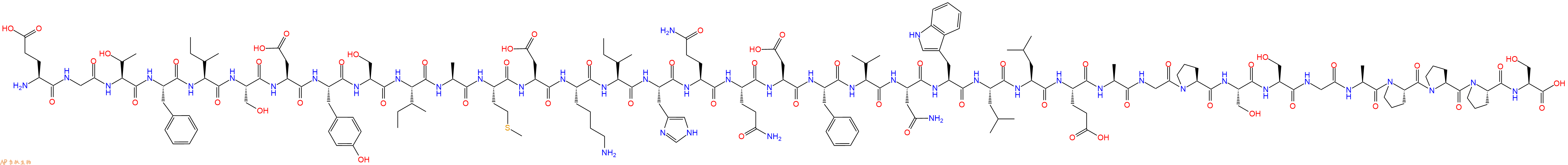 专肽生物产品H2N-Glu-Gly-Thr-Phe-Ile-Ser-Asp-Tyr-Ser-Ile-Ala-Met-Asp-Lys-Ile-His-Gln-Gln-Asp-Phe-Val-Asn-Trp-Leu-Leu-Glu-Ala-Gly-Pro-Ser-Ser-Gly-Ala-Pro-Pro-Pro-Ser-OH
