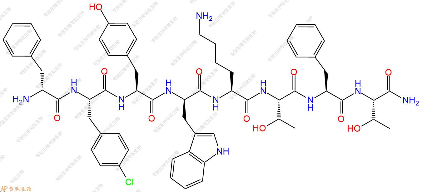 专肽生物产品L-Threoninamide,D-phenylalanyl-4-chloro-L-phenylalanyl-L-tyrosyl-D-tryptophyl-L-lysyl-L-threonyl-L-phenylalanyl-(9CI)150155-66-1