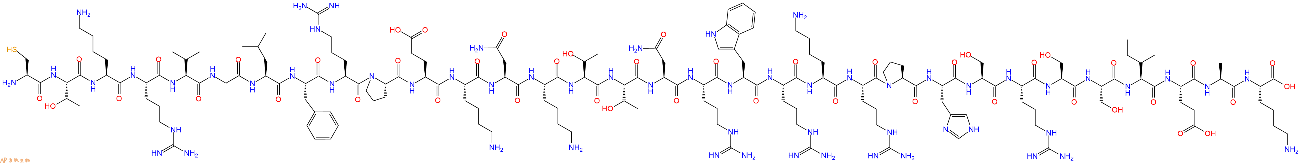 专肽生物产品H2N-Cys-Thr-Lys-Arg-Val-Gly-Leu-Phe-Arg-Pro-Glu-Lys-Asn-Lys-Thr-Thr-Asn-Arg-Trp-Arg-Lys-Arg-Pro-His-Ser-Arg-Ser-Ser-Ile-Glu-Ala-Lys-OH