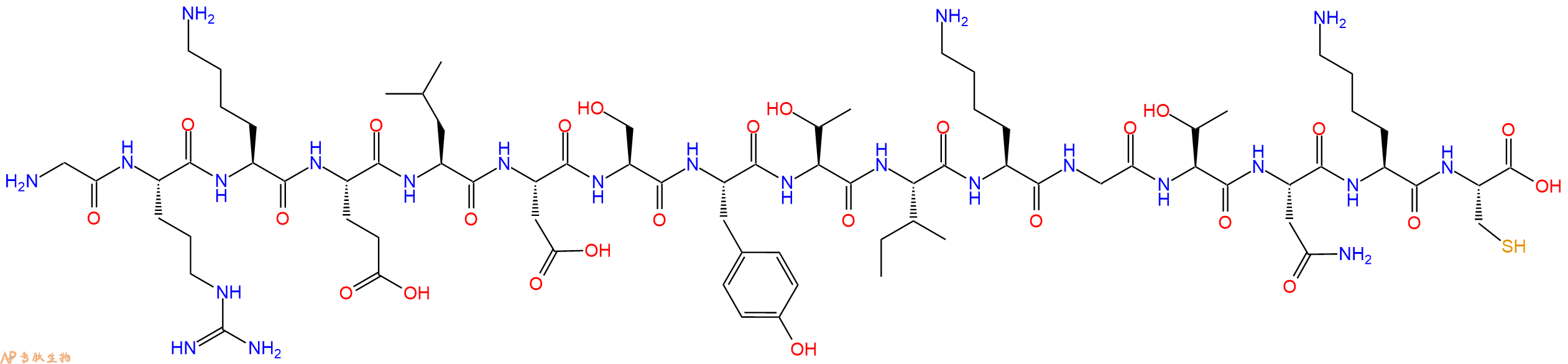 专肽生物产品H2N-Gly-Arg-Lys-Glu-Leu-Asp-Ser-Tyr-Thr-Ile-Lys-Gly-Thr-Asn-Lys-Cys-OH