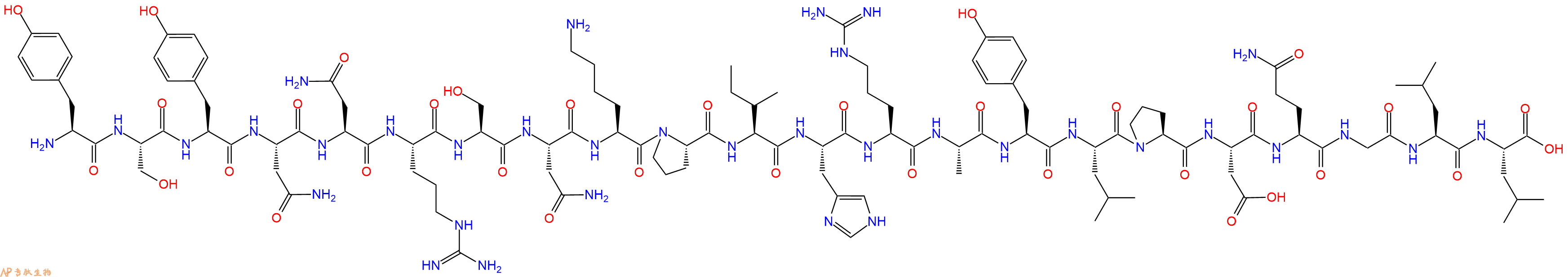 专肽生物产品H2N-Tyr-Ser-Tyr-Asn-Asn-Arg-Ser-Asn-Lys-Pro-Ile-His-Arg-Ala-Tyr-Leu-Pro-Asp-Gln-Gly-Leu-Leu-OH