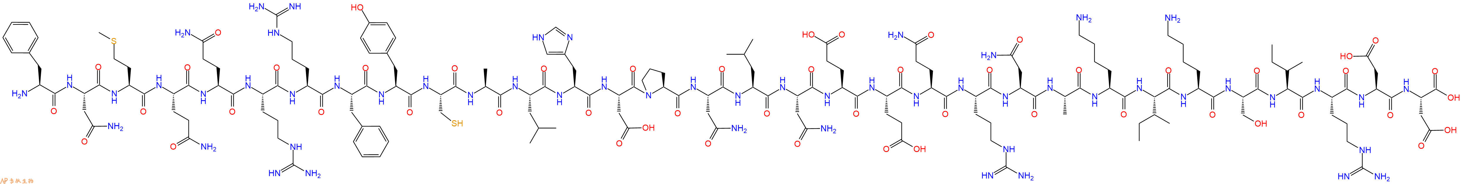 专肽生物产品H2N-Phe-Asn-Met-Gln-Gln-Arg-Arg-Phe-Tyr-Cys-Ala-Leu-His-Asp-Pro-Asn-Leu-Asn-Glu-Glu-Gln-Arg-Asn-Ala-Lys-Ile-Lys-Ser-Ile-Arg-Asp-Asp-OH