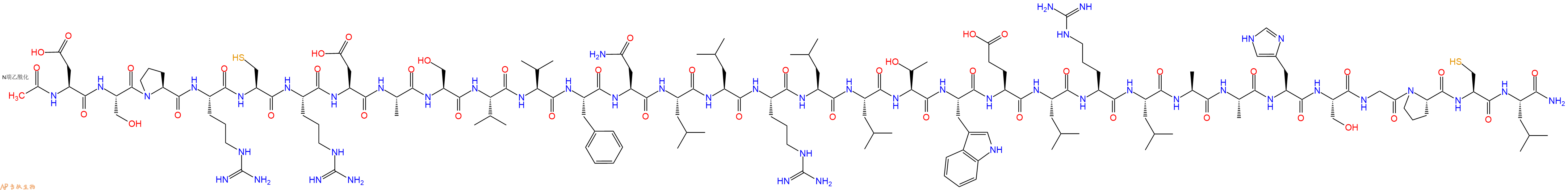 专肽生物产品Ac-Asp-Ser-Pro-Arg-Cys-Arg-Asp-Ala-Ser-Val-Val-Phe-Asn-Leu-Leu-Arg-Leu-Leu-Thr-Trp-Glu-Leu-Arg-Leu-Ala-Ala-His-Ser-Gly-Pro-Cys-Leu-CONH2