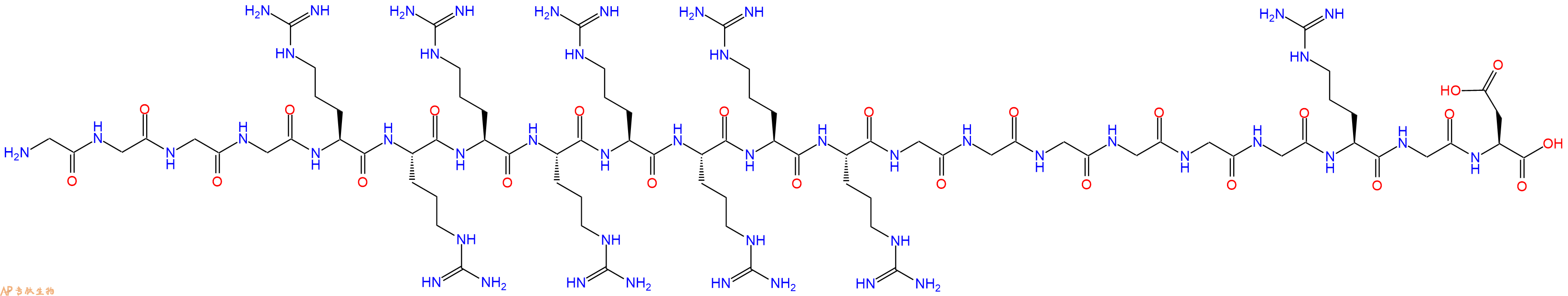 专肽生物产品H2N-Gly-Gly-Gly-Gly-Arg-Arg-Arg-Arg-Arg-Arg-Arg-Arg-Gly-Gly-Gly-Gly-Gly-Gly-Arg-Gly-Asp-OH
