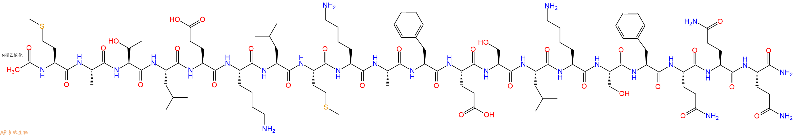专肽生物产品Ac-Met-Ala-Thr-Leu-Glu-Lys-Leu-Met-Lys-Ala-Phe-Glu-Ser-Leu-Lys-Ser-Phe-Gln-Gln-Gln-CONH2