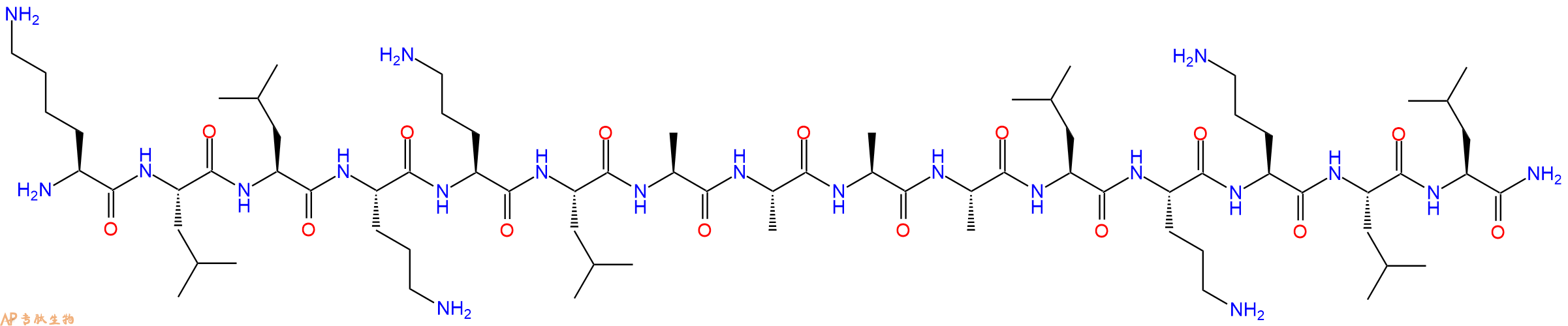 专肽生物产品H2N-Lys-Leu-Leu-Orn-Orn-Leu-Ala-Ala-Ala-Ala-Leu-Orn-Orn-Leu-Leu-CONH2