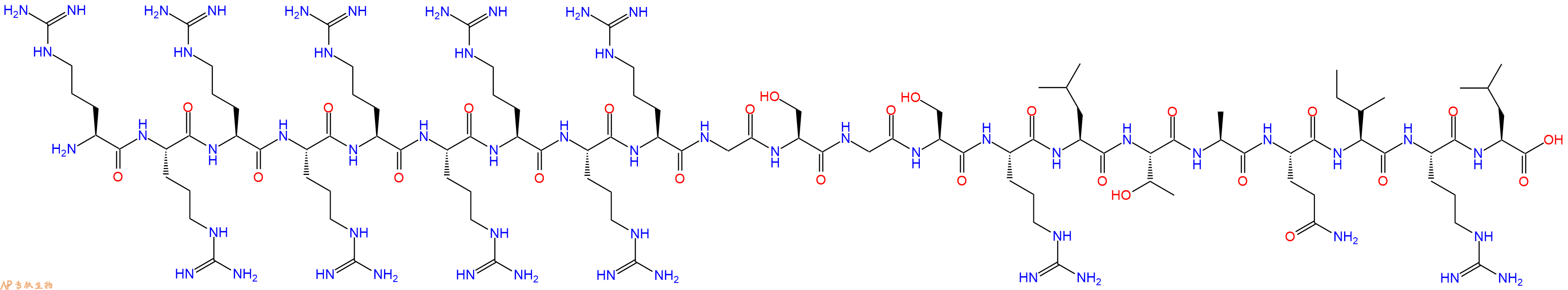 专肽生物产品H2N-Arg-Arg-Arg-Arg-Arg-Arg-Arg-Arg-Arg-Gly-Ser-Gly-Ser-Arg-Leu-Thr-Ala-Gln-Ile-Arg-Leu-OH