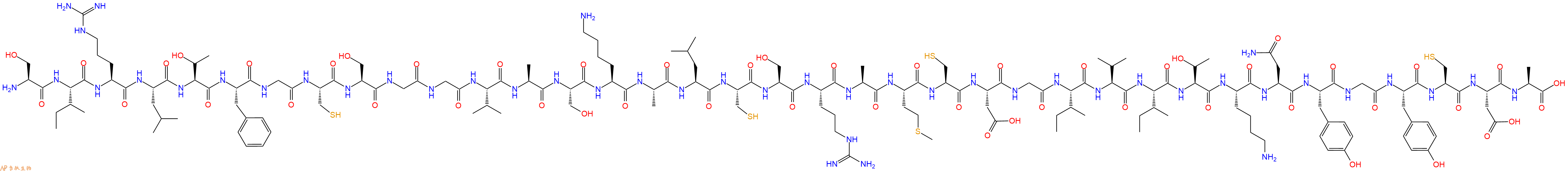 专肽生物产品H2N-Ser-Ile-Arg-Leu-Thr-Phe-Gly-Cys-Ser-Gly-Gly-Val-Ala-Ser-Lys-Ala-Leu-Cys-Ser-Arg-Ala-Met-Cys-Asp-Gly-Ile-Val-Ile-Thr-Lys-Asn-Tyr-Gly-Tyr-Cys-Asp-Ala-OH