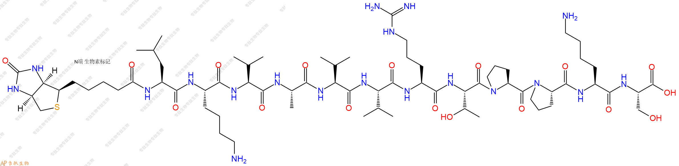 专肽生物产品Biotinyl-Leu-Lys-Val-Ala-Val-Val-Arg-Thr-Pro-Pro-Lys-Ser-OH