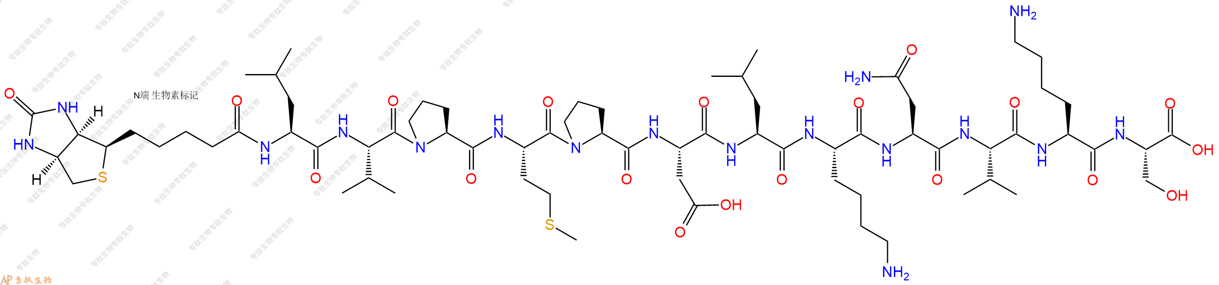 专肽生物产品Biotinyl-Leu-Val-Pro-Met-Pro-Asp-Leu-Lys-Asn-Val-Lys-Ser-OH