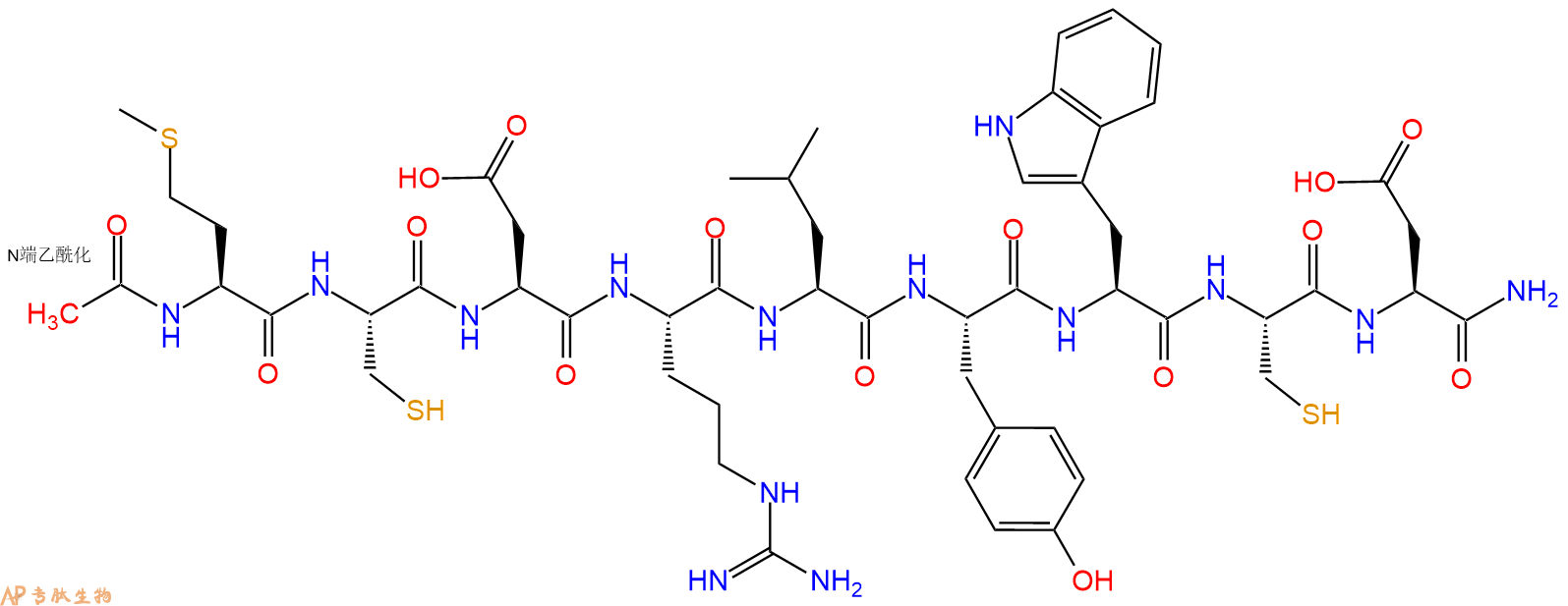 专肽生物产品Ac-Met-Cys-Asp-Arg-Leu-Tyr-Trp-Cys-Asp-CONH2