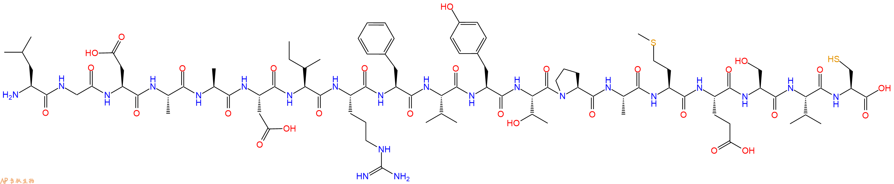 专肽生物产品H2N-Leu-Gly-Asp-Ala-Ala-Asp-Ile-Arg-Phe-Val-Tyr-Thr-Pro-Ala-Met-Glu-Ser-Val-Cys-OH