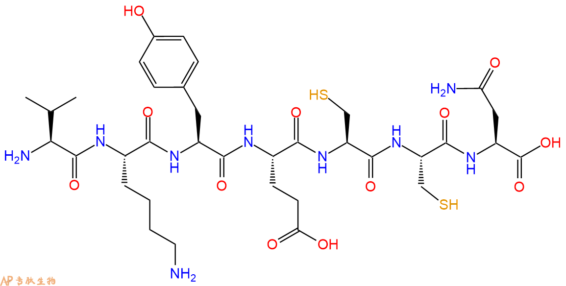 专肽生物产品H2N-Val-Lys-Tyr-Glu-Cys-Cys-Asn-OH