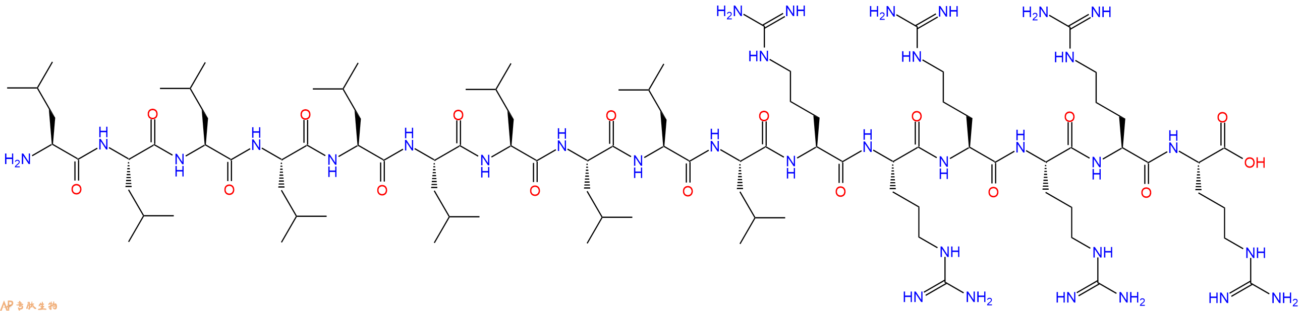 专肽生物产品H2N-Leu-Leu-Leu-Leu-Leu-Leu-Leu-Leu-Leu-Leu-Arg-Arg-Arg-Arg-Arg-Arg-OH